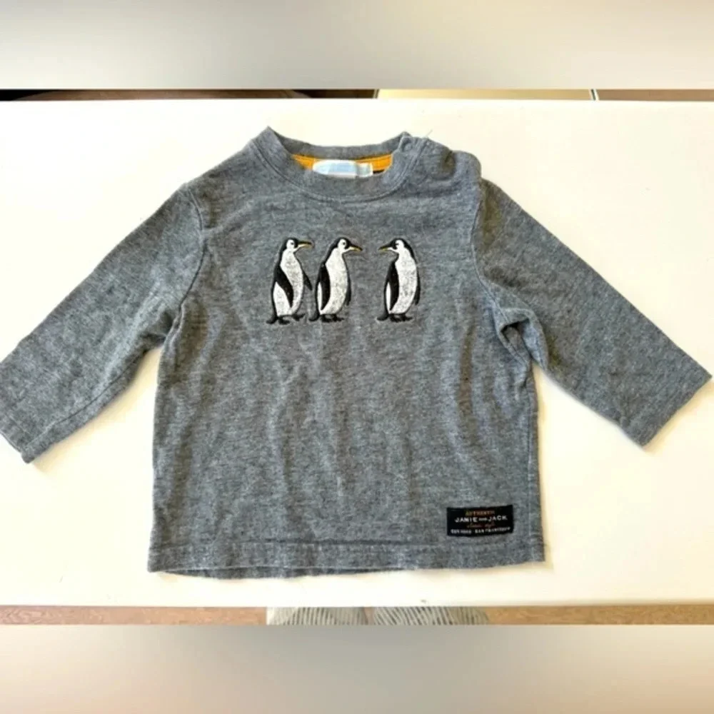 Janie and Jack long sleeve gray shirt l size 6-12month